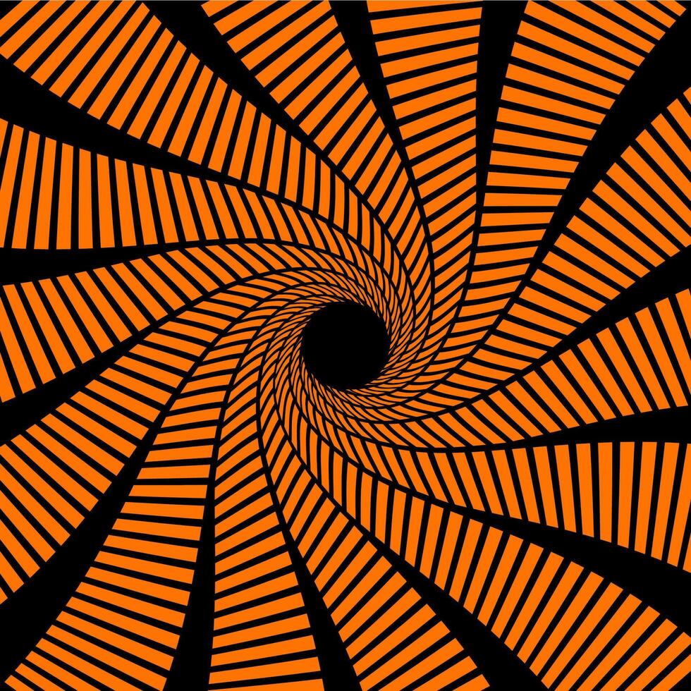 Psychedelic Halloween spiral black orange pattern vector