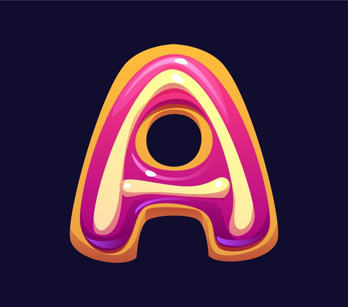 Letter A, cartoon candy and confectionery alphabet vector