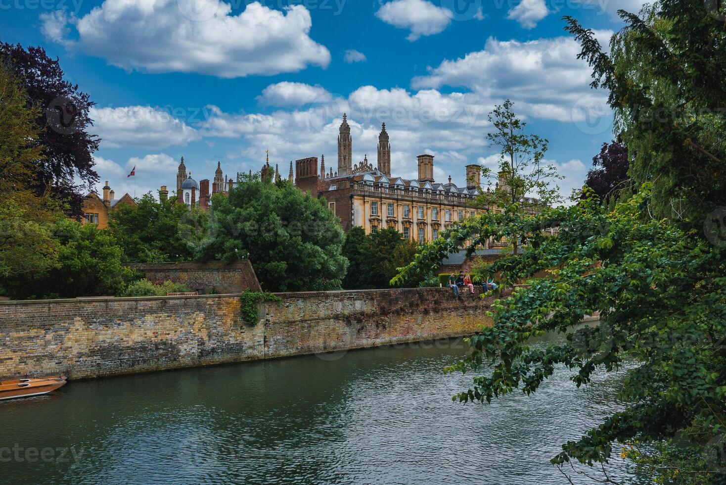 Scenic View of River Cam and King's College Chapel in Cambridge, UK photo