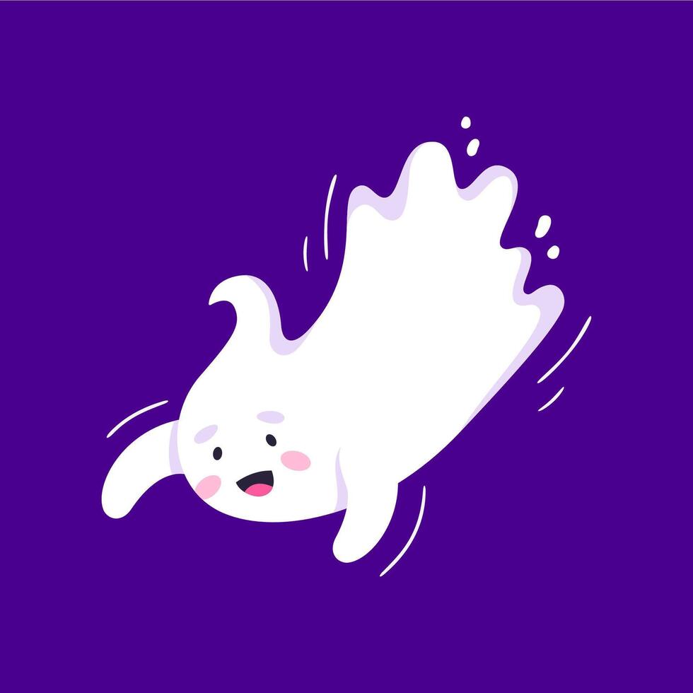 Funny cartoon Halloween kawaii ghost character vector