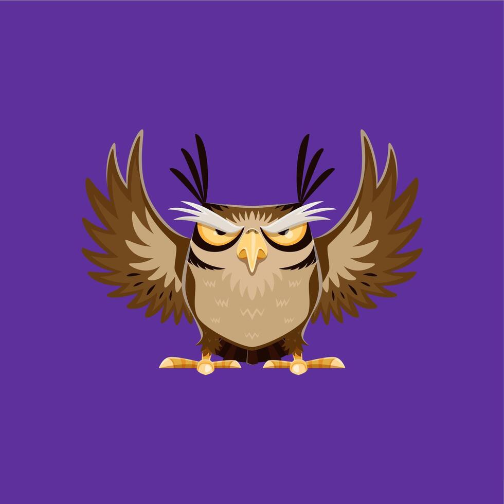 Cartoon Halloween owl character, owlet vector