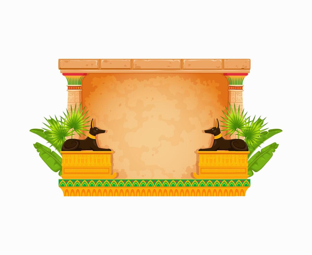 Arcade game frame, ancient Egypt stone wall vector