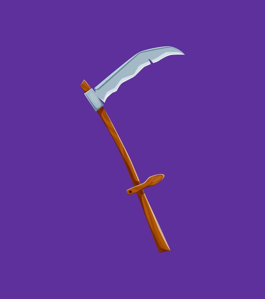 Cartoon Halloween scythe, Isolated tool vector