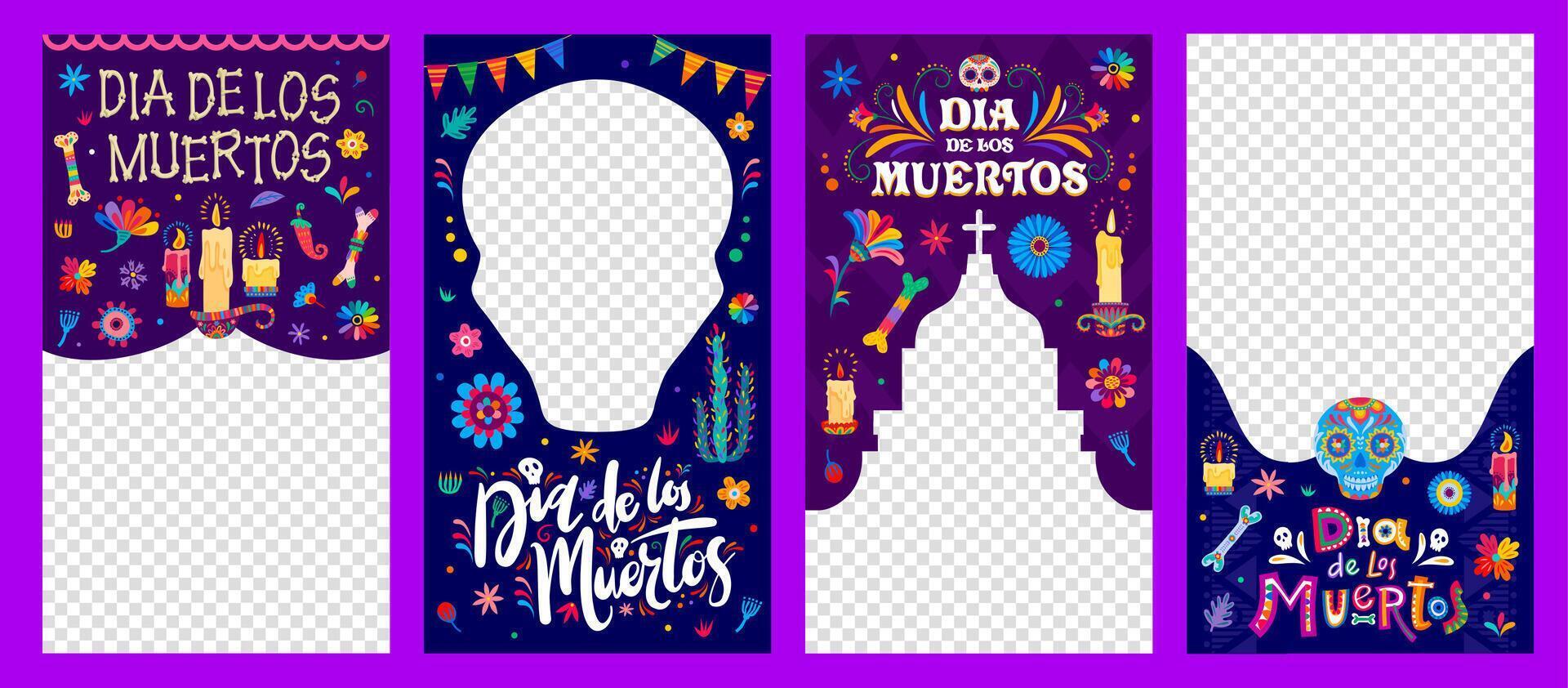 Day of the dead dia de los muertos media templates vector
