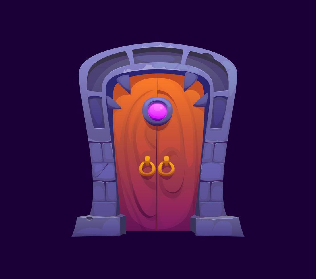 Fantasy magic portal gate door with golden rings vector