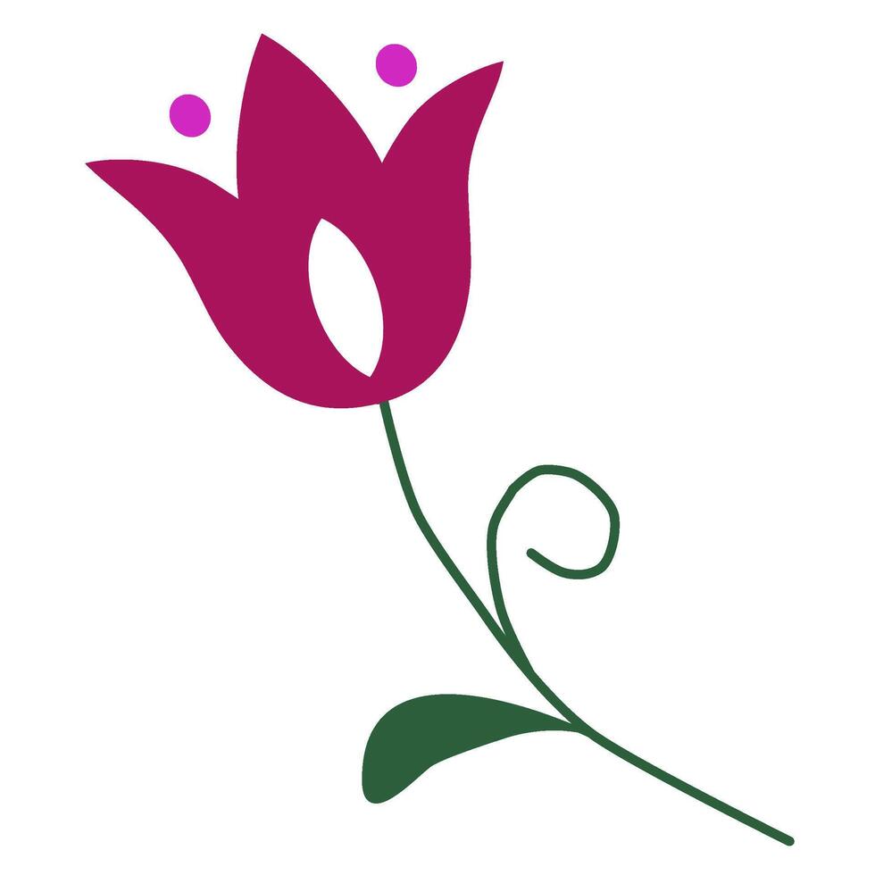 Purple tulip and dot ,green leaf ,floral greeting card,pattern vector
