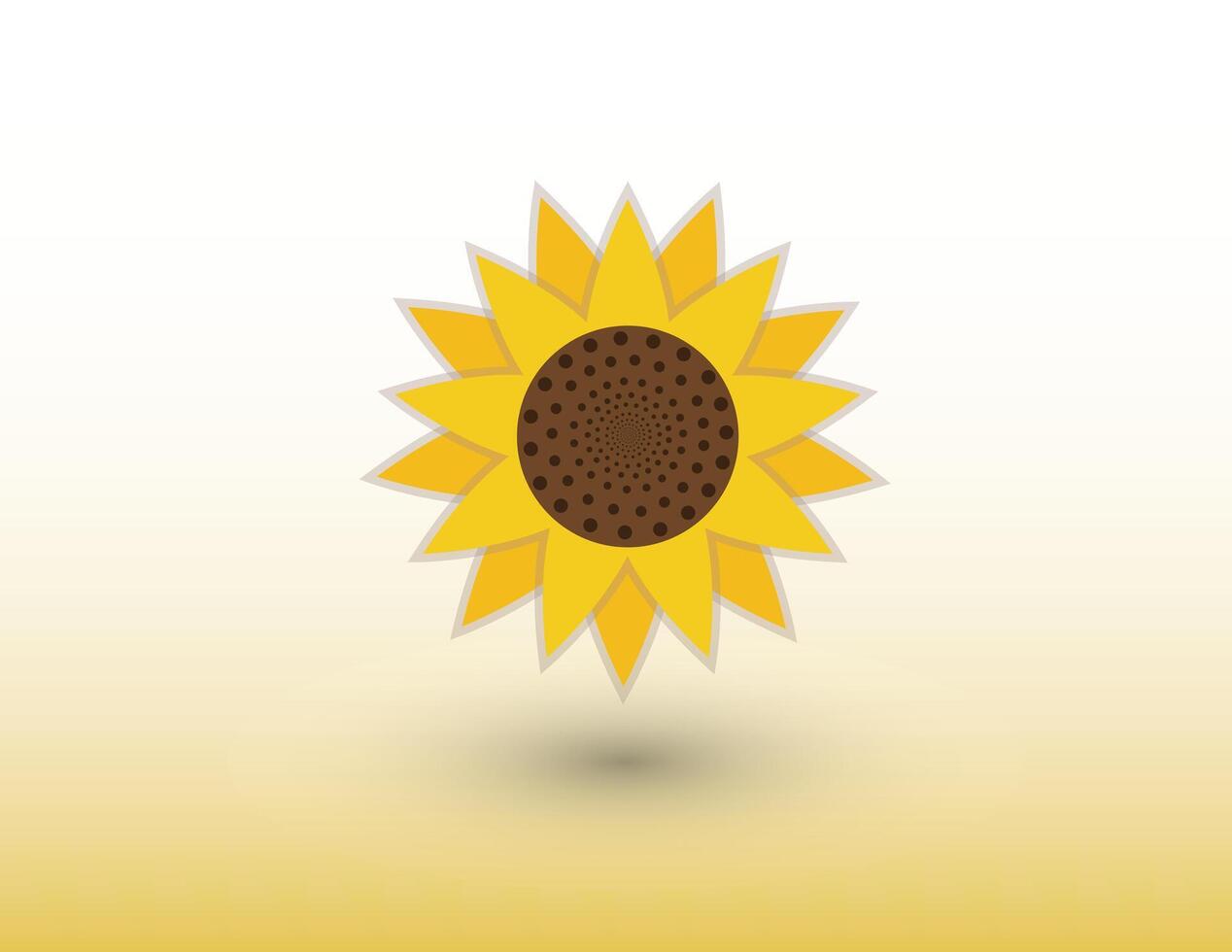 A yellow sunflower logo on white background with shadow illustration vector