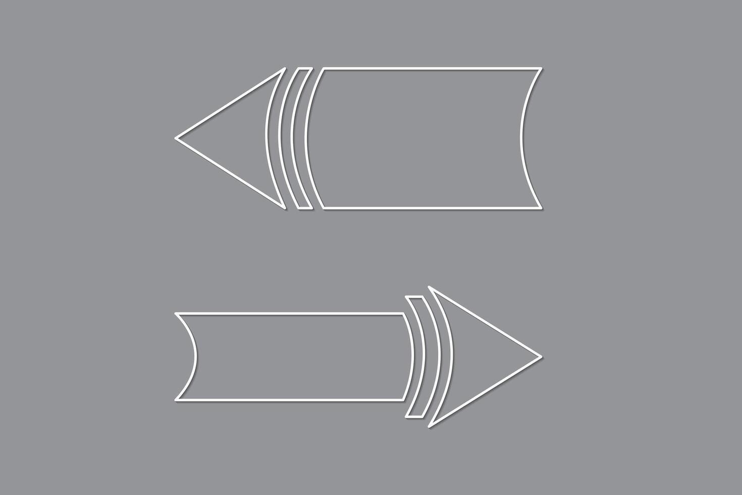 White color right and left arrow or pointer illustration on black background to show directions vector