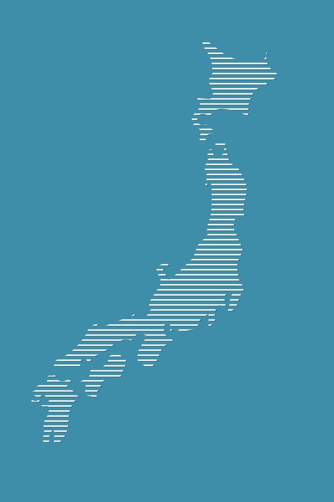 Japan map illustration using white straight lines on blue paper background vector