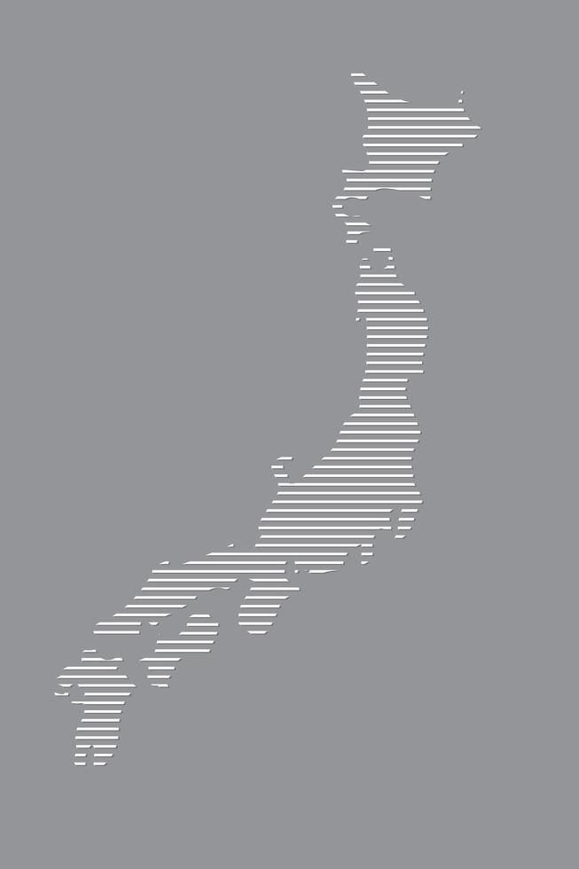 Japan map illustration using white straight lines on dark paper vector