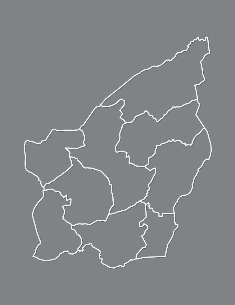 San Marino map with municipalities using white lines on dark background illustration vector