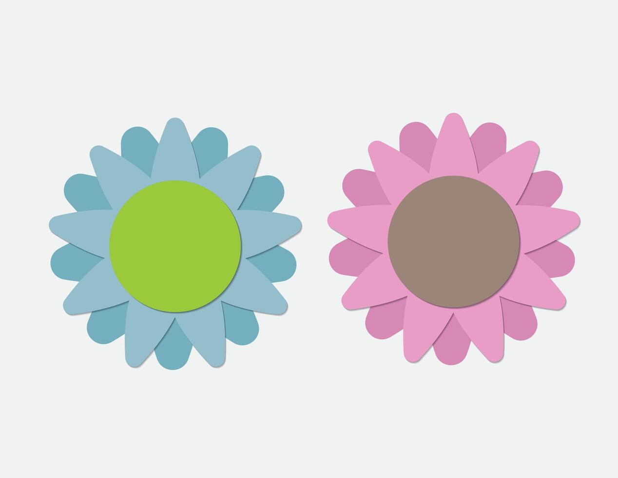 Blue and purple sunflowers made of colorful papers on white background illustration vector