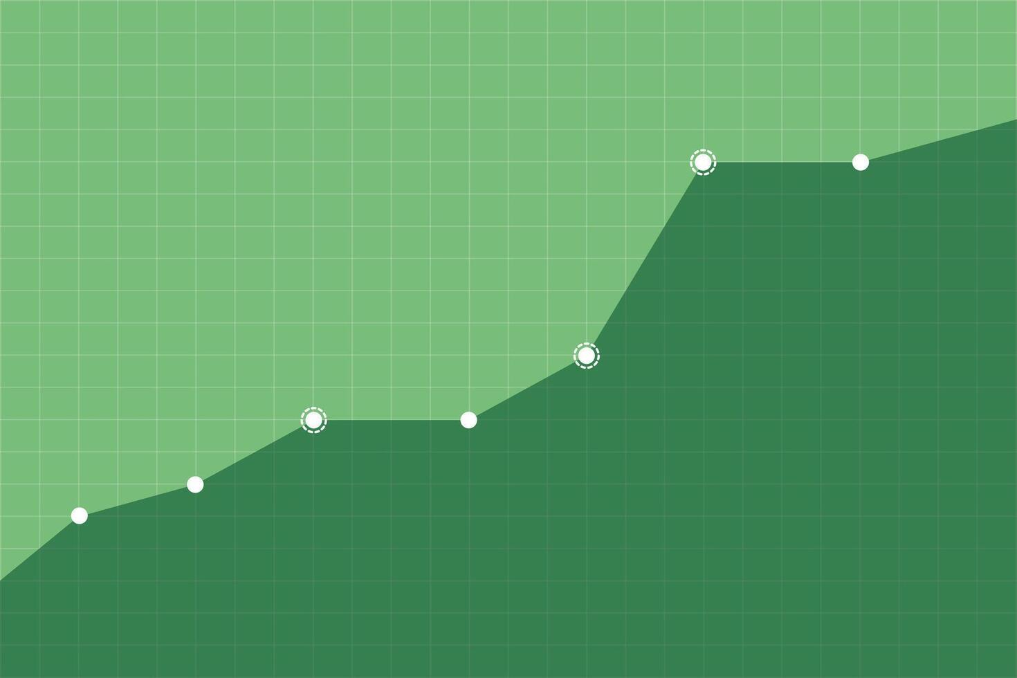 Upward growth trend of business or organization on green grid background illustration vector