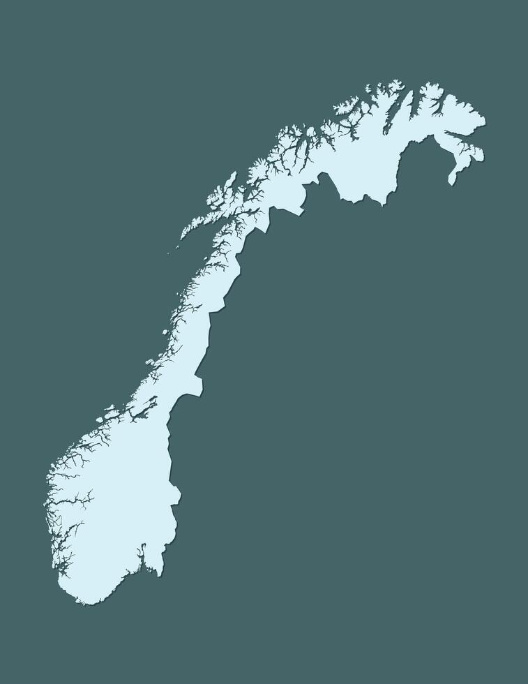 Blue color Norway map with shadow on dark background illustration vector