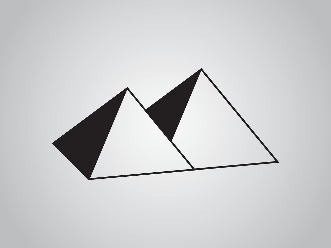 Two pyramids of Egypt illustration using black color lines on white background vector