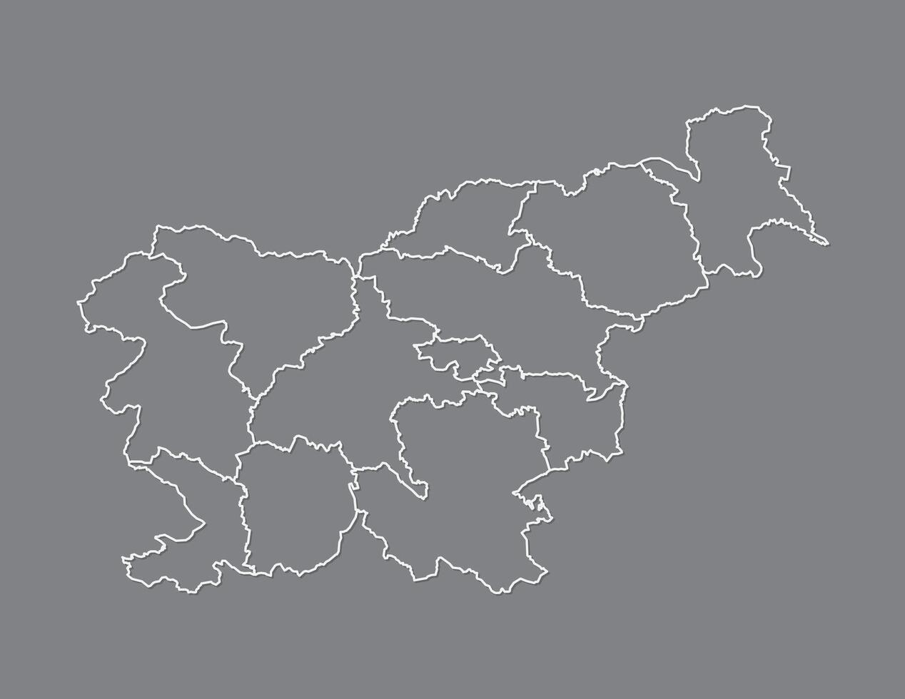 Slovenia map with statistical regions using white borders on dark background illustration vector