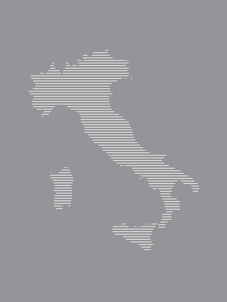 Italy map illustration using white straight lines on dark paper vector