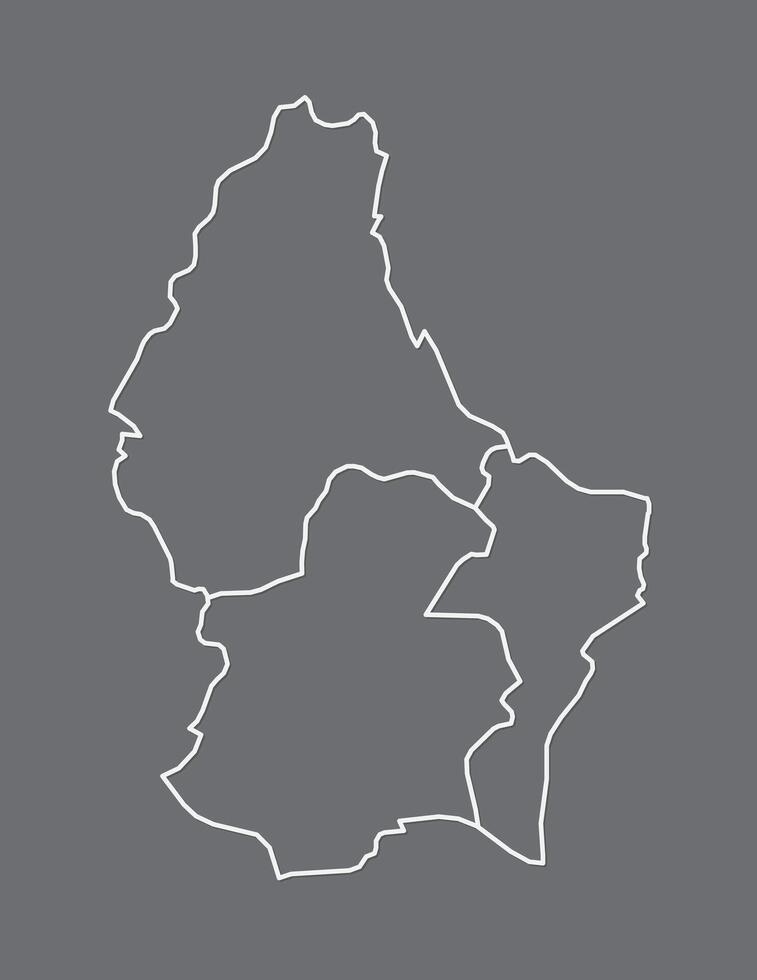 White color Luxembourg map with lines of different states on dark background illustration vector