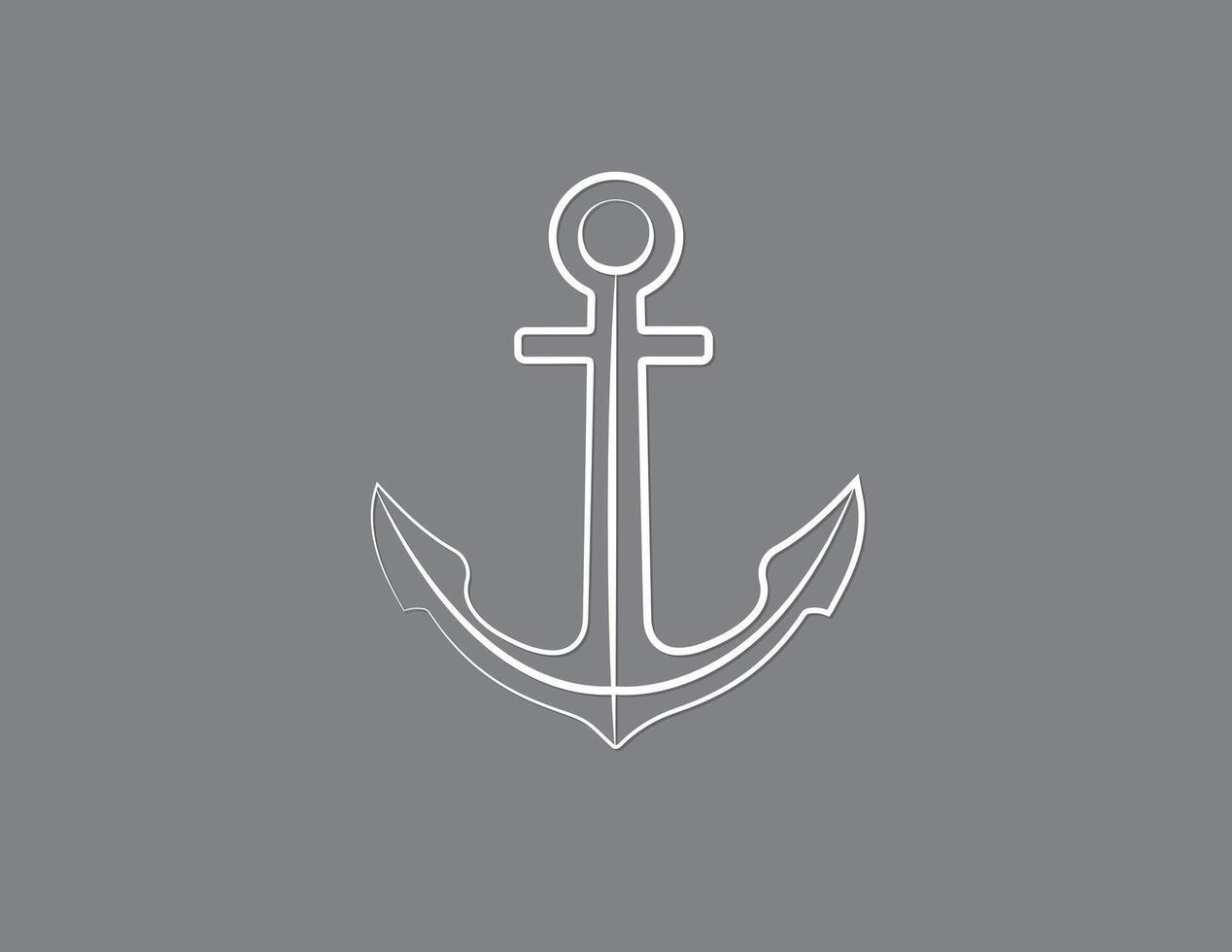 A white anchor of ship to secure vessel in the sea on black background illustration vector