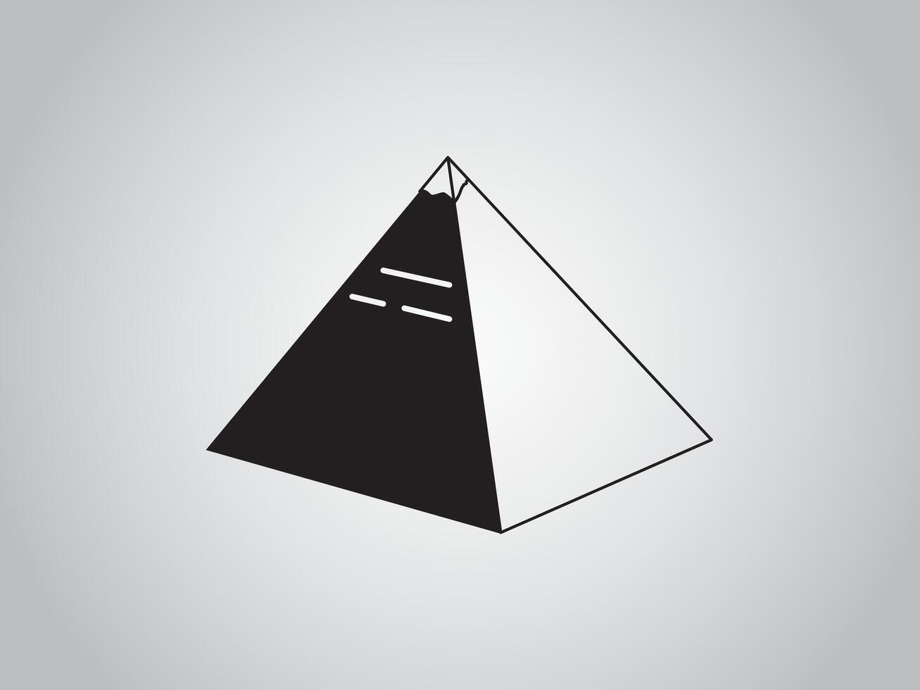 Pyramid of Giza in Egypt illustration using black color lines on white background vector