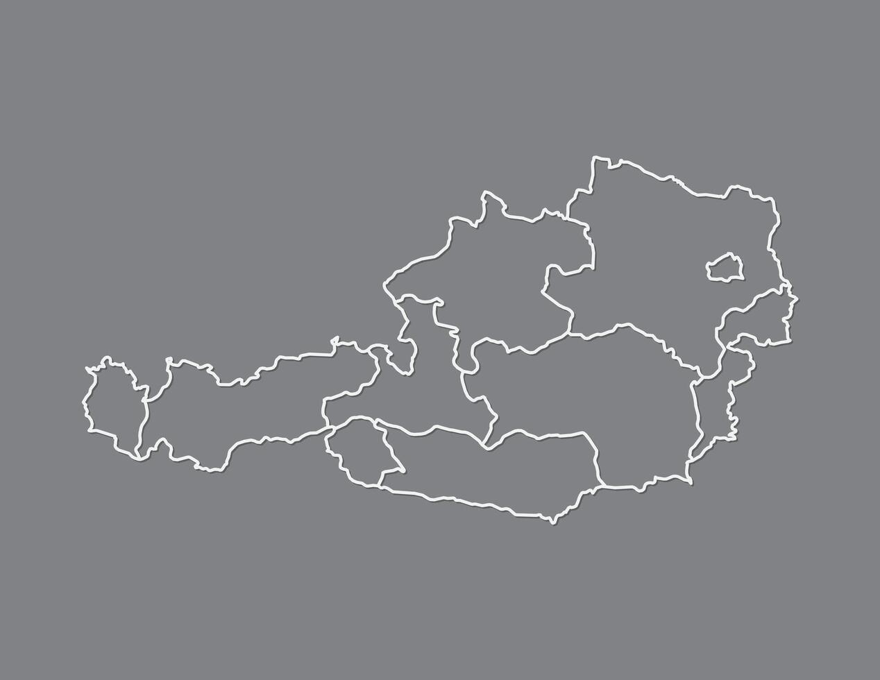 Austria map with different states using white lines on dark background illustration vector