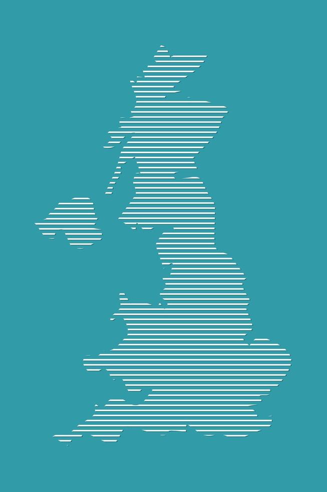 United Kingdom map using blue straight lines pattern on dark background illustration vector