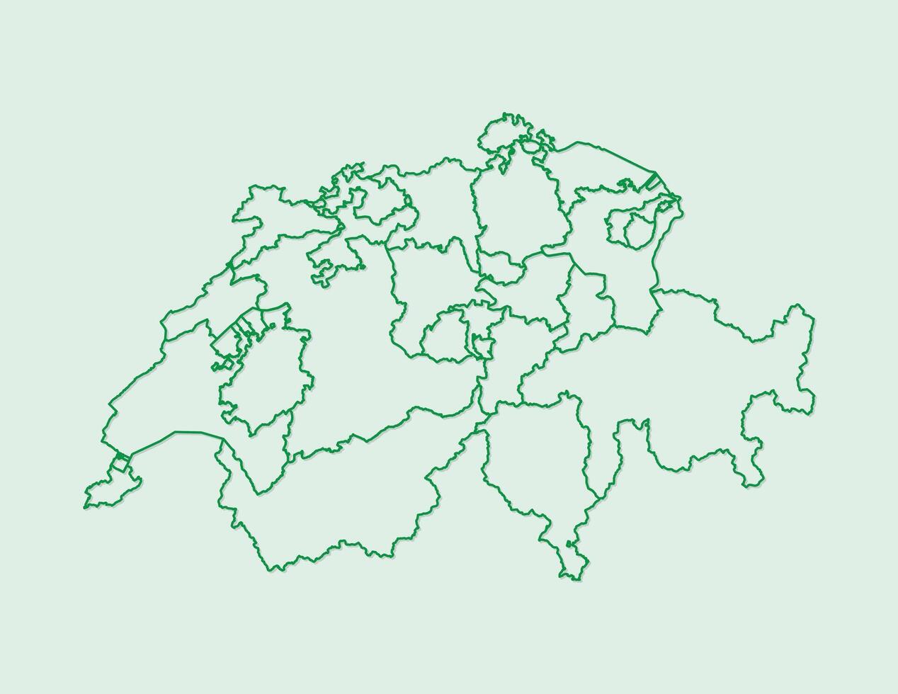 Green color Switzerland map with lines of different cantons on light background illustration vector