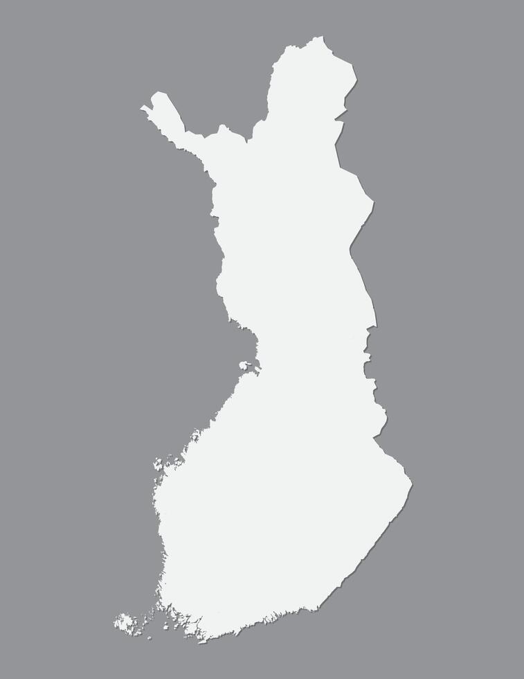 White color Finland map using single border line on dark background illustration vector