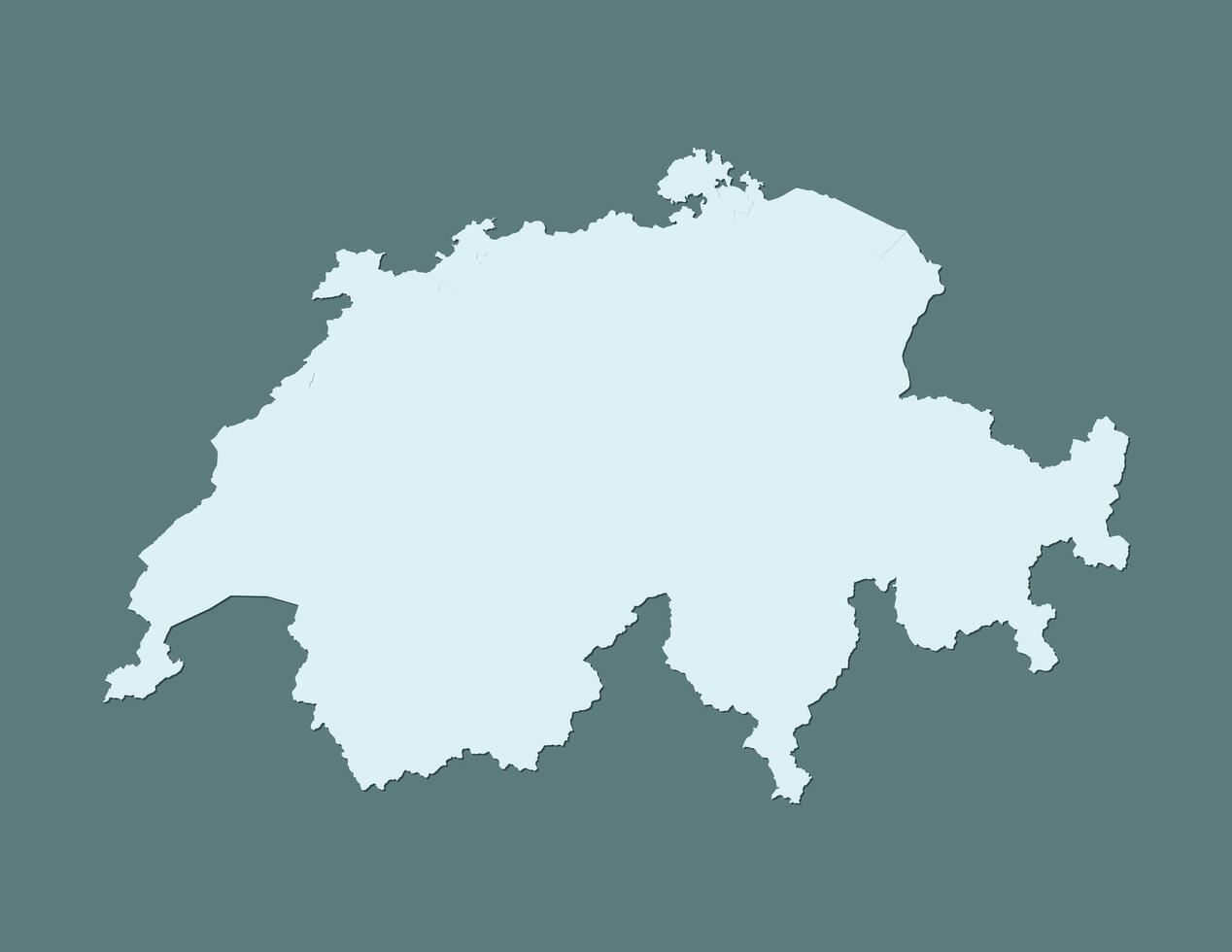 Blue color Switzerland map with shadow on dark background illustration vector