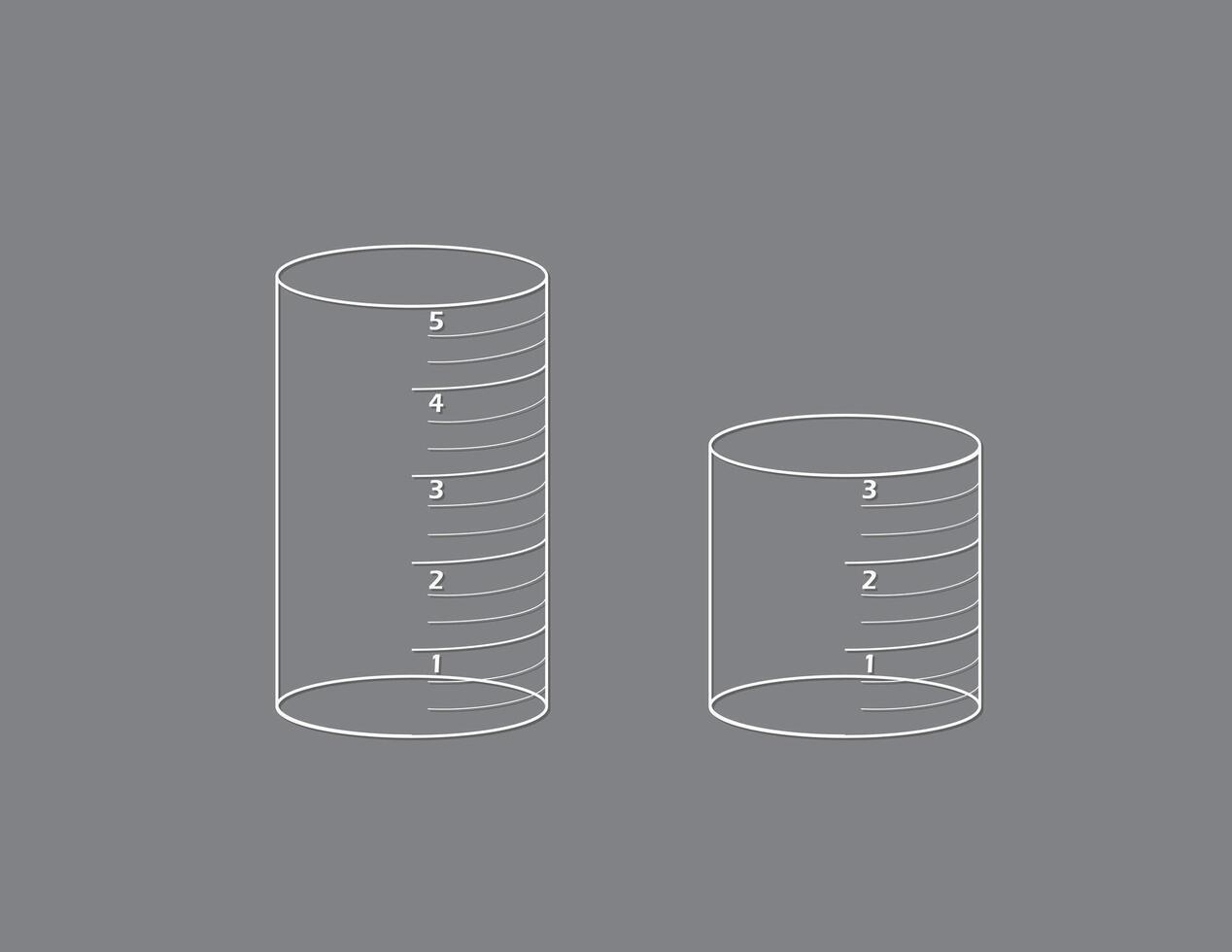 White color set of measurement tubes or containers for chemistry students for research and science illustration on black background vector
