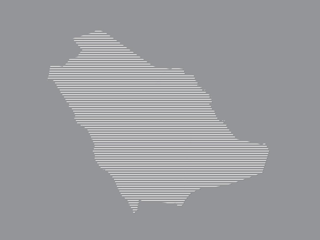 Saudi Arab map illustration using white straight lines on dark paper vector