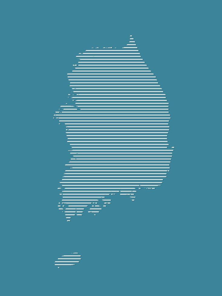 South Korea map using white straight lines on blue background illustration vector