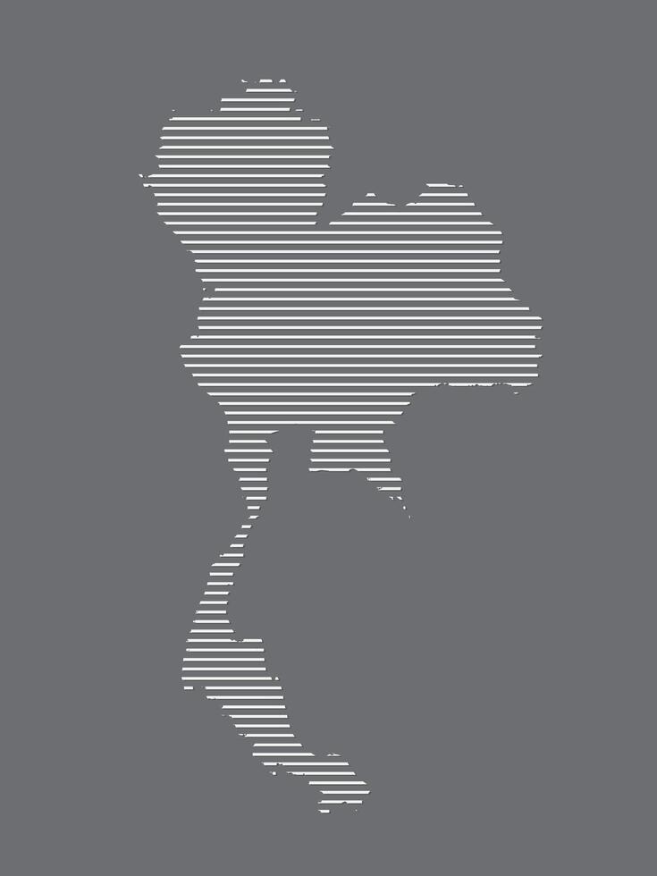 Thailand map using white straight lines on black background illustration vector