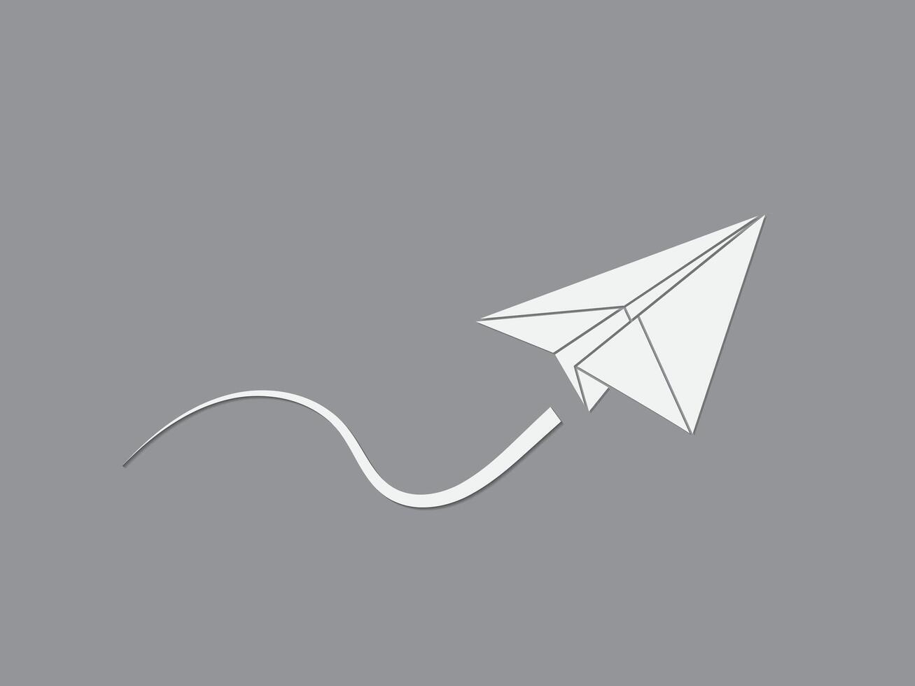 A white origami aircraft made with page flying smoothly illustration on black background for business and industry vector
