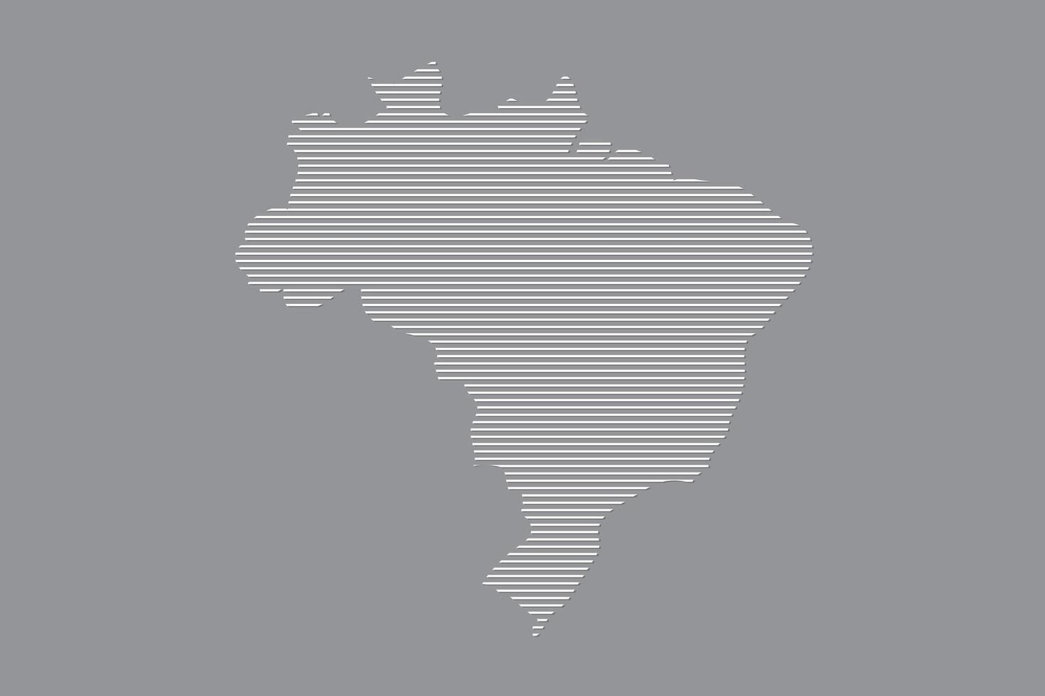Brazil map using white straight lines pattern on black background illustration vector
