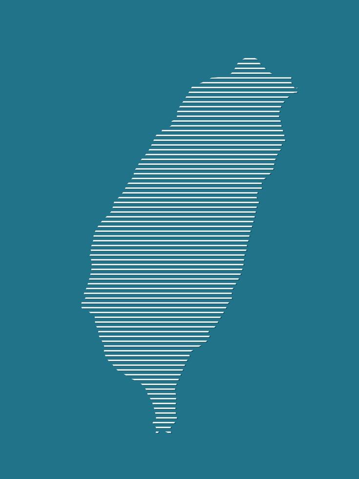 Taiwan map with white straight lines on blue background illustration vector