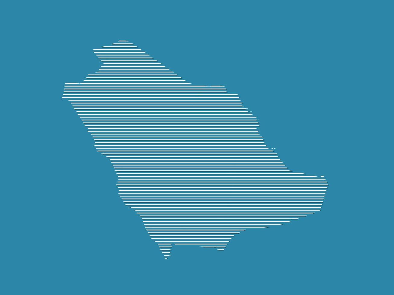 Saudi Arab map illustration using white straight lines on blue paper background vector