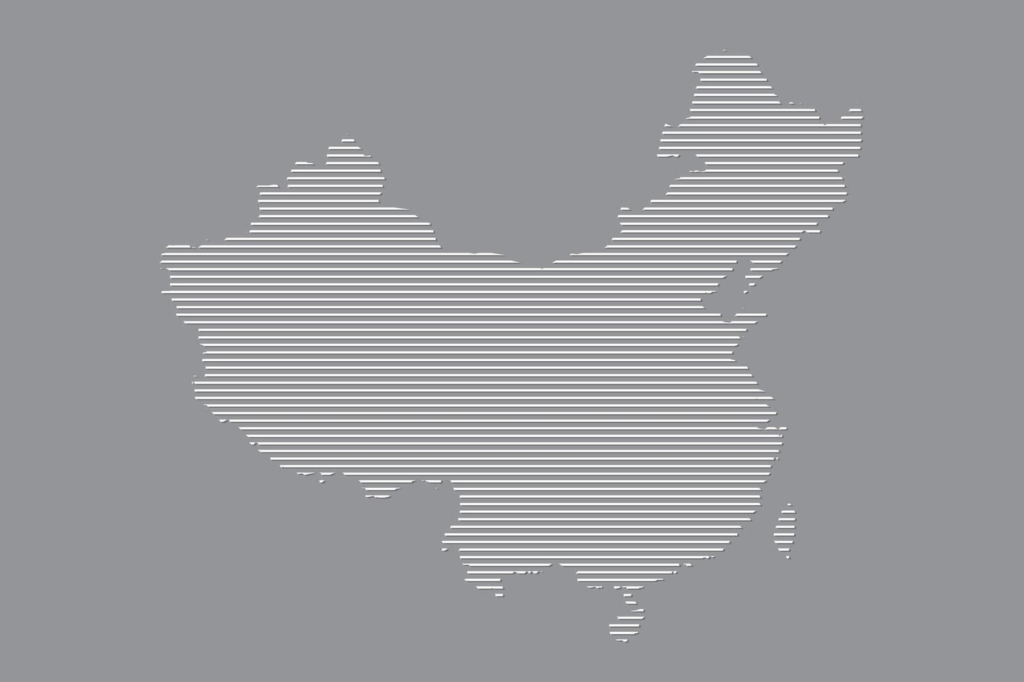 China map using white straight lines pattern on black background illustration vector