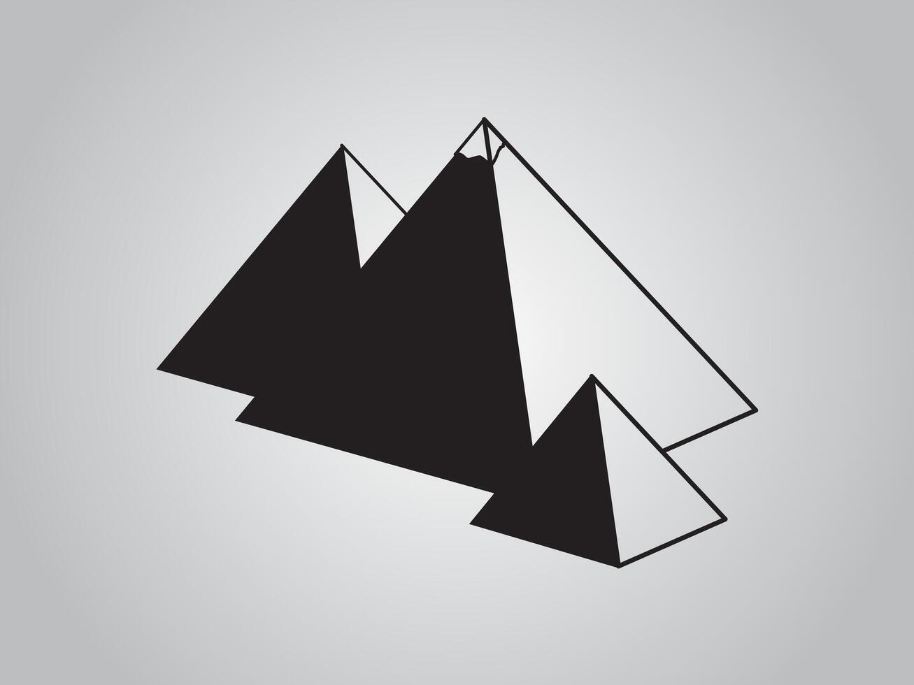 Group of pyramids of Egypt illustration using black color lines on white background vector