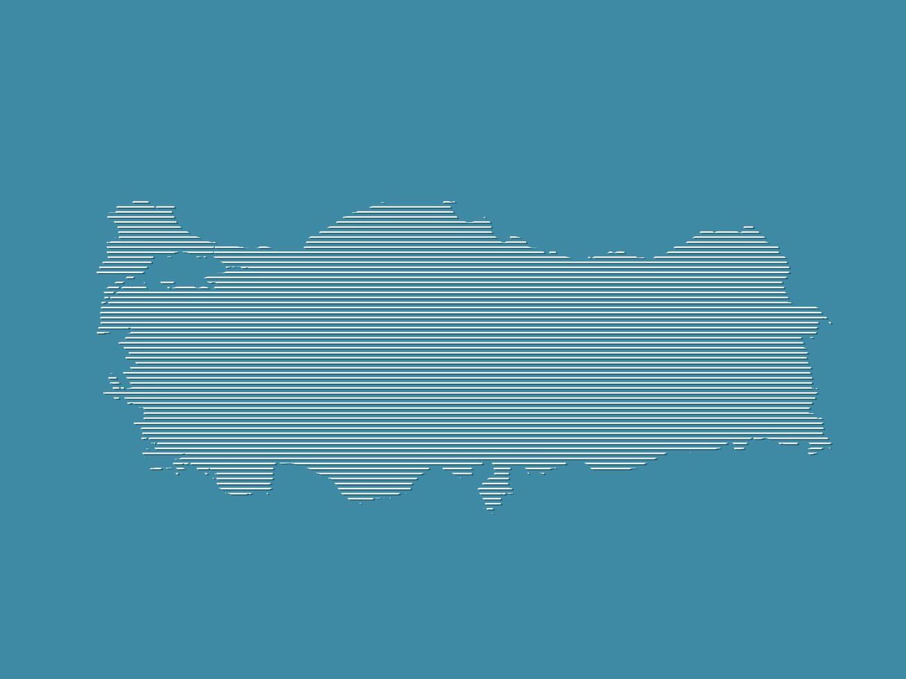 Turkey map using white straight lines on blue background illustration vector
