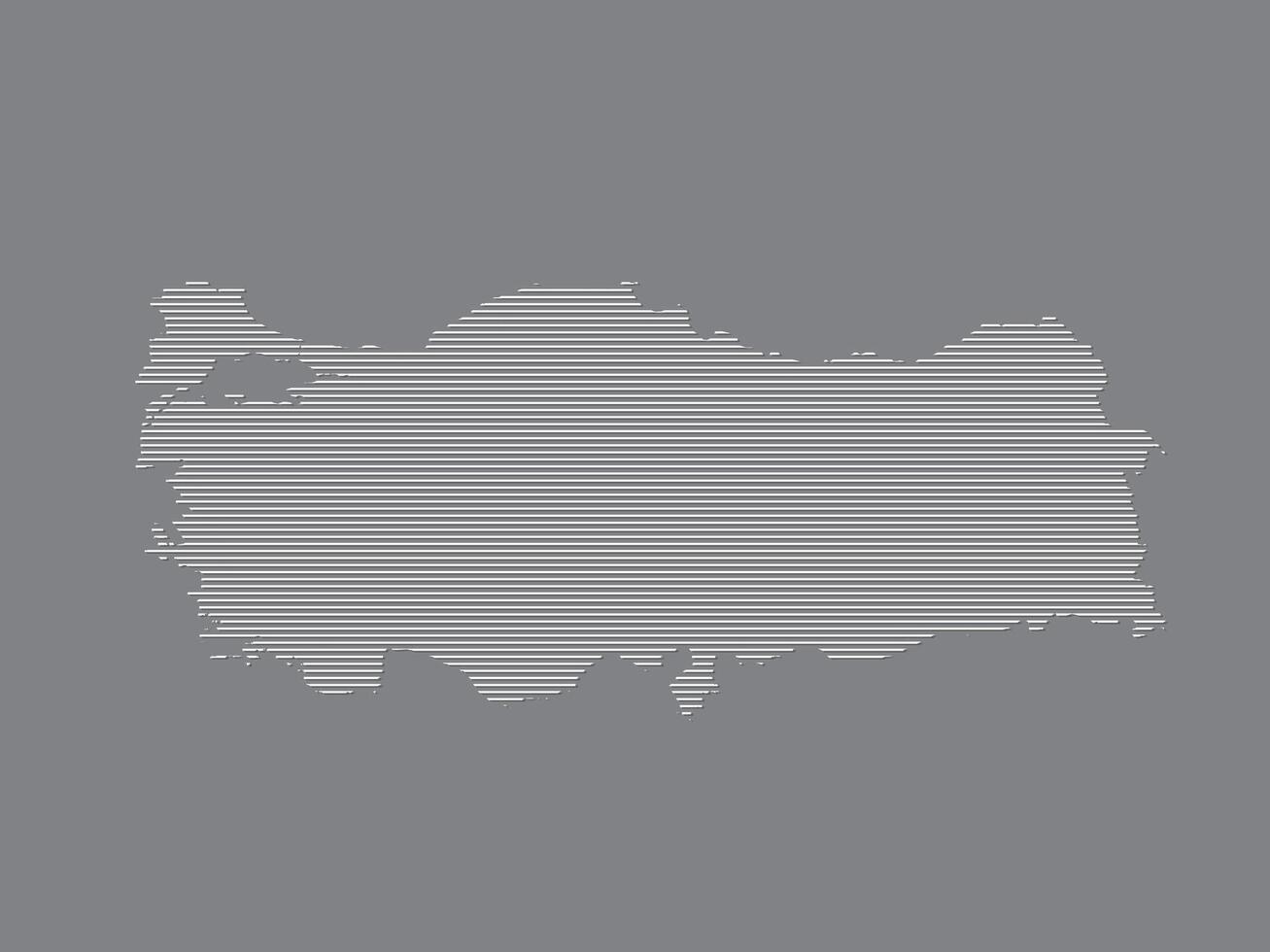 Turkey map using white straight lines on black background illustration vector