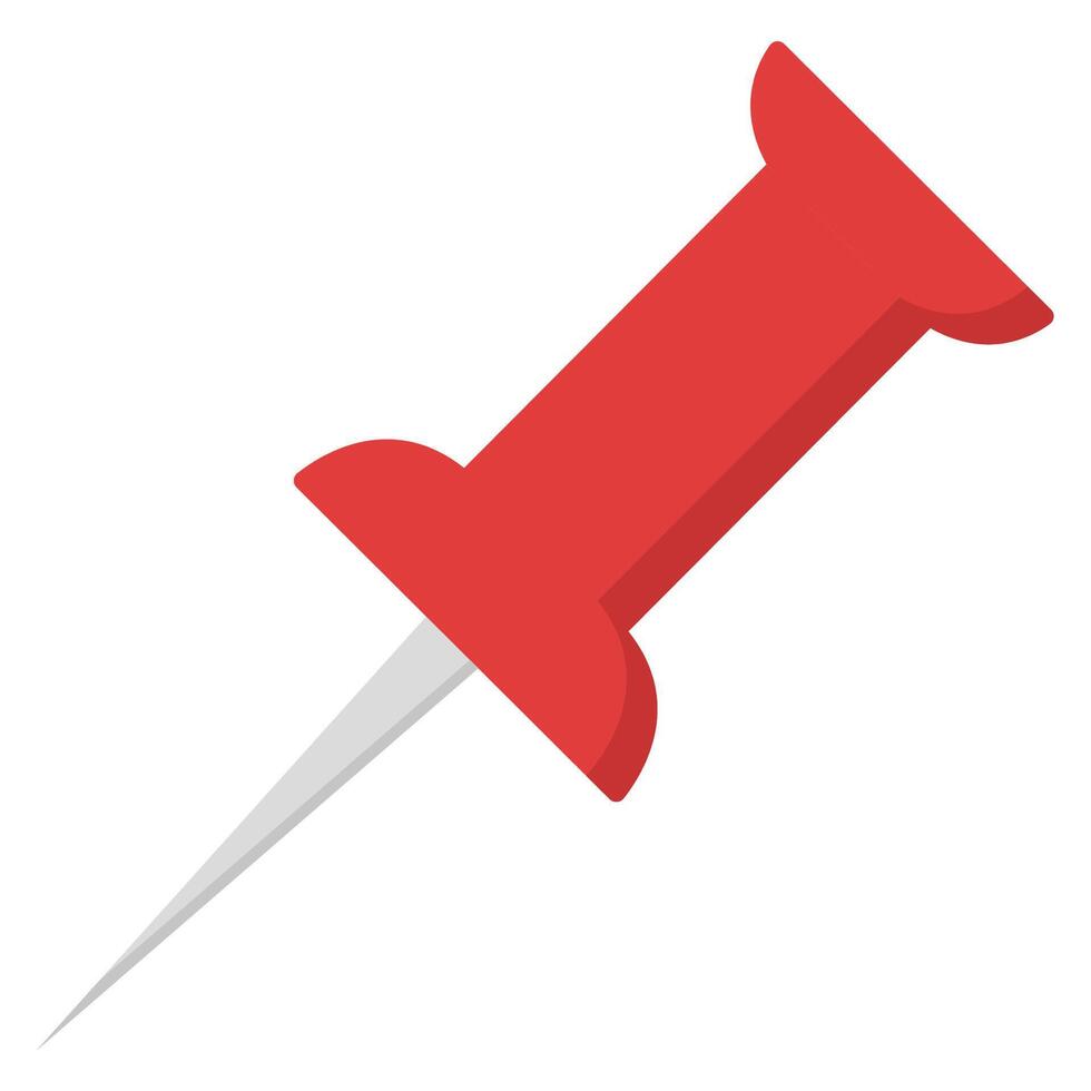 Red push pin flat icon isolated on white background. vector