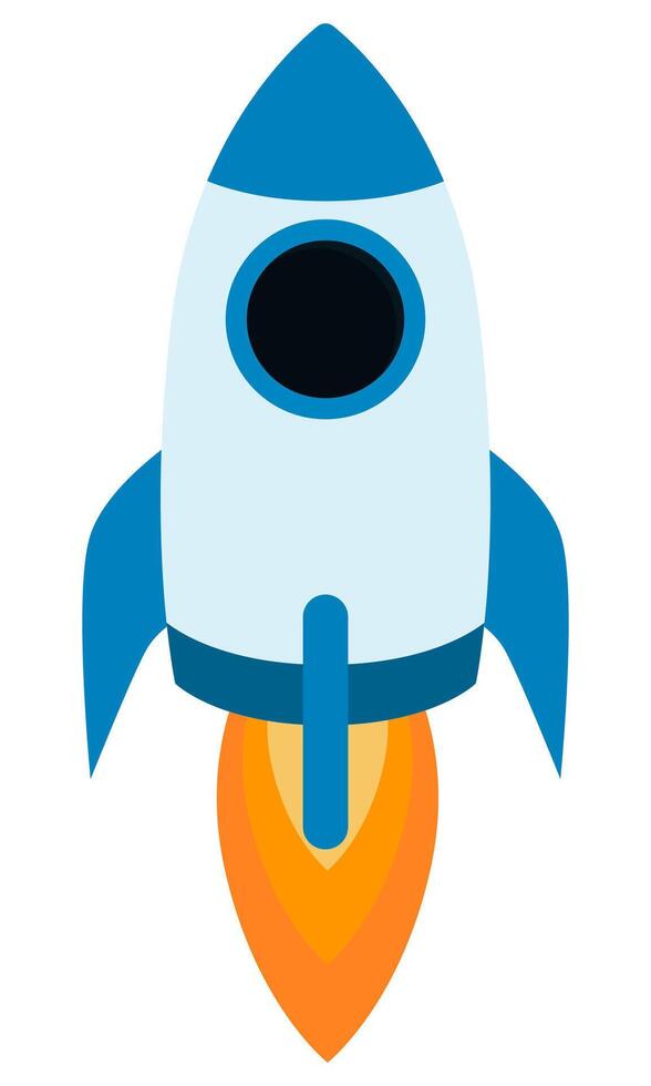 Flying rocket illustration isolated on white background. vector