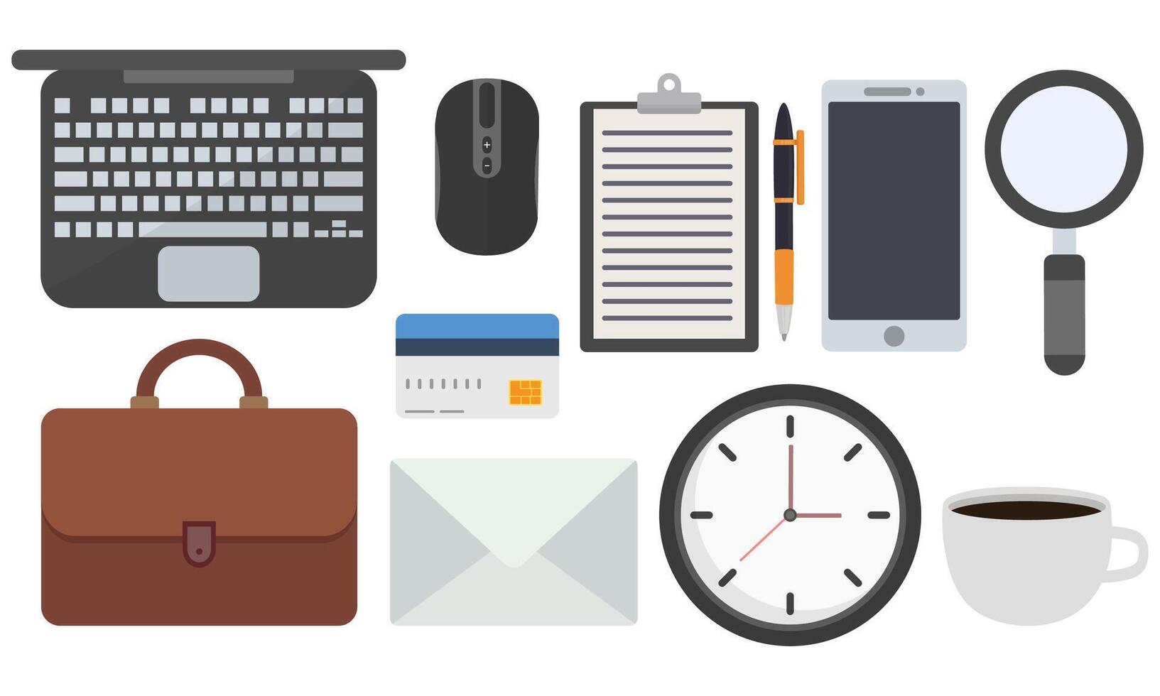 Flat icon of office tools isolated on white background. vector