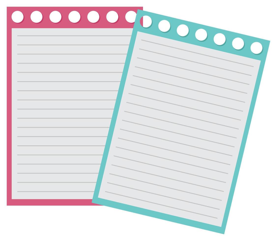 Paper notes flat illustration isolated on white background. vector