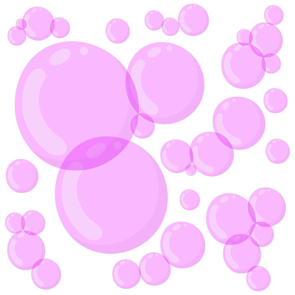 Pink soap bubbles isolated on a white background. vector