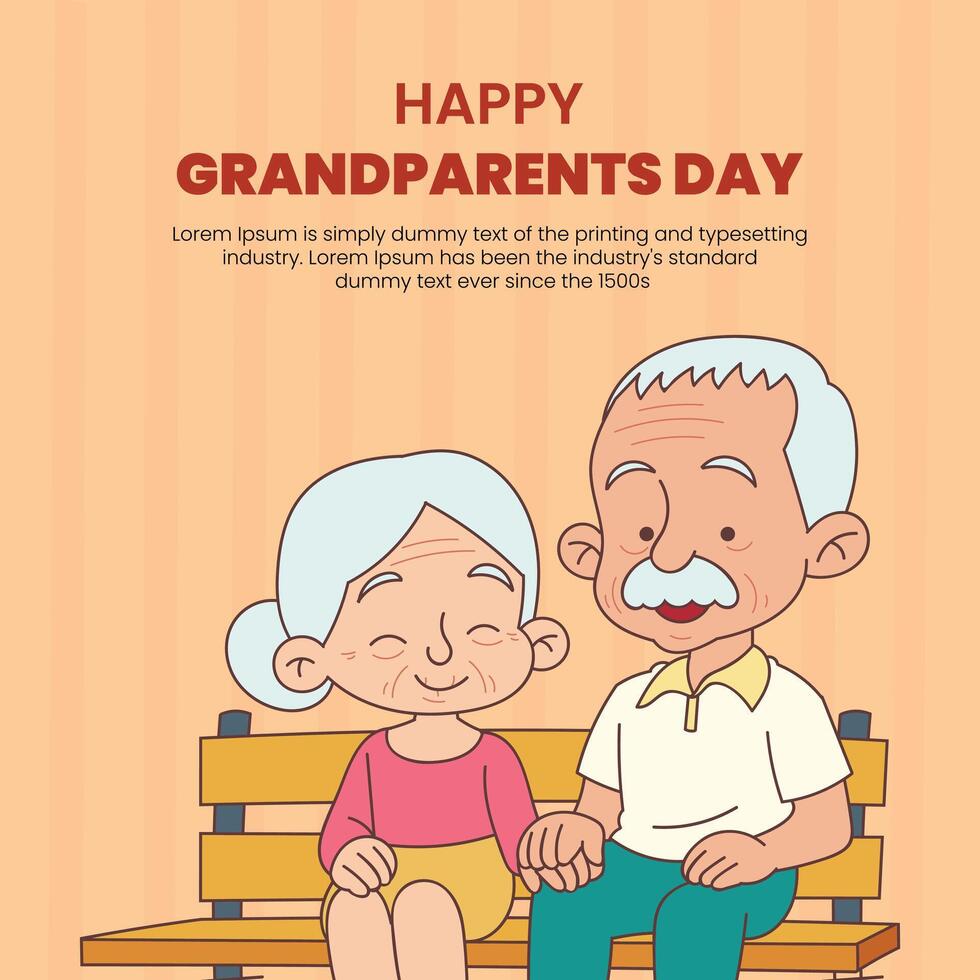 Happy grandparents day banner template with a background of real illustrations of grandparents vector