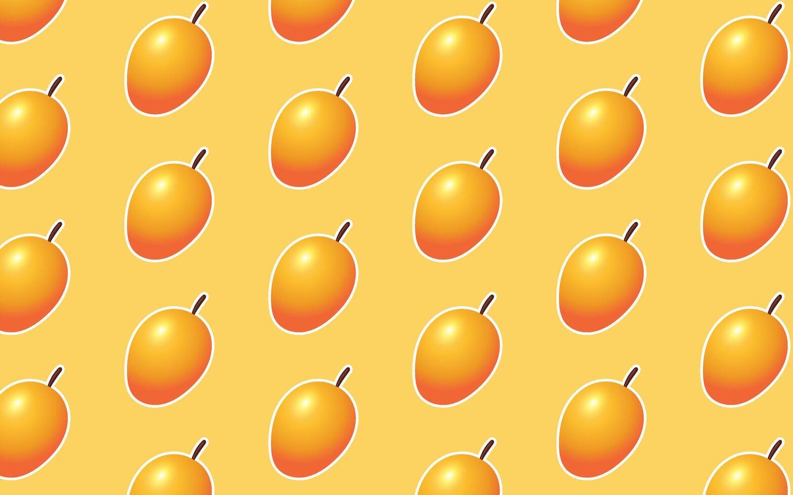 Illustration Seamless Tropical Fruit, Mango with Blank Background vector