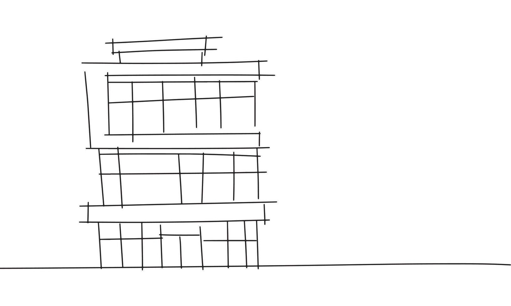 Modern house sketch. Hand drawn art. vector
