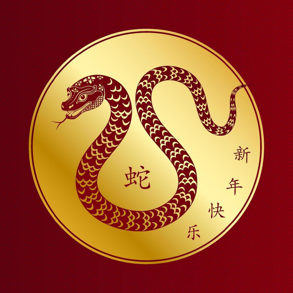 Happy Chinese new year 2025 Zodiac sign, year of the Snake vector